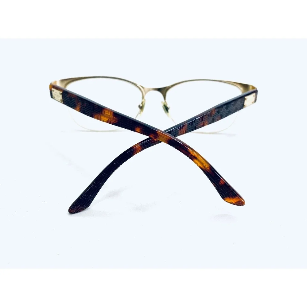 Versace Black Gold Metal Wayfarer Glasses Tortoise Temple MOD 1222 53 17 140
